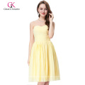 Grace Karin Wholesale Spring Sexy Patterns Chiffon amarelo simples vestidos de baile CL3822